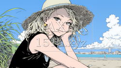 夏の南国の海辺を一人で旅行中の若い女性 | 903391-8881