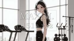 休日にジムで軽く運動する若い女性（シンプルな色使い） | 9037316-16288