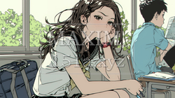 「つまんないの」と不貞腐れている制服を着た女子高生 | 905308-14454