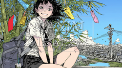 七夕飾りと制服を着た女子高生｜1081972-9301