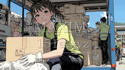倉庫で配送作業をしている人たち｜9068273-8927