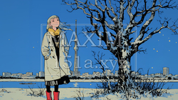 冬枯れの街を歩く若い女性 | 9084944-6439