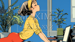 仕事の合間にストレッチ（伸び）をする女性 | 909241-16716