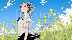 春風の中、菜の花畑にいる制服姿の女子高生 | 9092874-15371