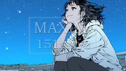 星空を眺めている若い女性｜9181069-10314