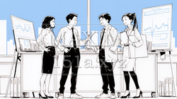 社内の打合せ・会議・ミーティング（シンプルな色使い）