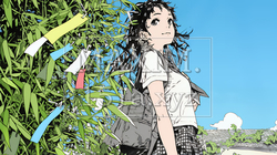 七夕飾りと制服を着た女子高生｜9245095-9307