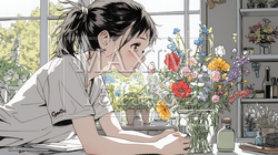 おもてなし（優しい心遣い）：来客のために花瓶に花を生ける若い女性｜9105562-5177