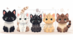 色々な猫のイラストのプリファレンスシート | 9137175-17841