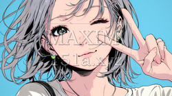 アイドルのように顔の横でピース＋ウィンクしている若い女性｜9151920-13750