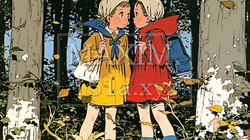 紅葉と双子の女子