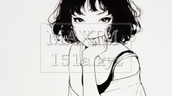 悪巧みをしている女性（シンプルな色使い） | 9161639-16944