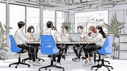 資料を見ながら打ち合わせをする会社員｜オフィスのビジネスミーティングイメージ