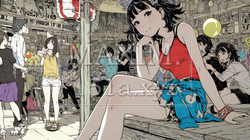 屋台村に来ている若い女性