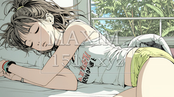 幸せそうな寝顔で眠っている若い女性｜9171140-12293