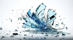 ガラスが割れて飛び散っている-白背景画像：精緻CG画像｜9176085-958