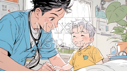 子供を診察している小児科医 | 9203230-6041