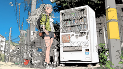 自動販売機で飲み物を購入する若い女性｜日常・ライフスタイル・屋外シーン | 9229545-17515