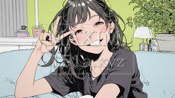 笑顔でピースサインを見せる若い女性｜9234727-9439