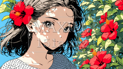 ハイビスカスと若い女性｜9355834-9770