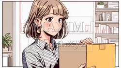 引っ越しの荷造り・荷解きをしている若い女性