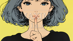 指を唇に当てて「シーShh」というジェスチャーをしている女性｜9256738-13764