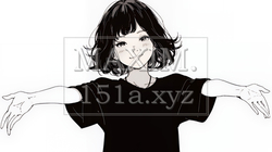両手を広げて歓迎・驚きの仕草をしている若い女性（シンプルな色使い） | 925782-14585