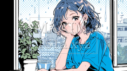雨降りで憂鬱な気分の若い女性