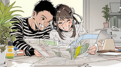 仲良く二人で旅行の計画を立てている若いカップル｜937781-12699