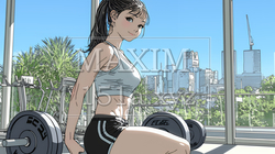 休日にジムで軽く運動する若い女性｜9276563-6520