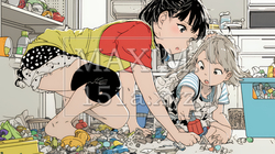 家の中で子どもと遊んでいる若い母親｜9281759-13226