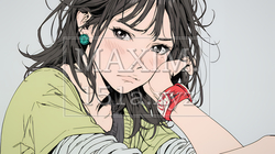 「ふん！」という表情でそっぽを向いている若い女性｜9547208-13711