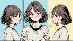 頬を膨らませ、腕を組んでイライラしている女性｜9336840-5598