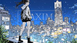 都市のランドスケープを眺めている若い女性｜9338083-12359