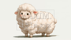 ふわふわ羊のパステルカラーイラスト｜かわいい羊の年賀状・新年素材｜9536463-20538