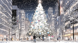 ホワイトクリスマスの都会の夜 | 9349585-6668
