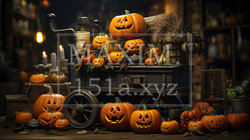 ハッピー・ハロウィンの絵：ちょっと怖いムードの精緻CG | 9350054-914