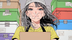 引っ越しの荷造り・荷解きをしている若い女性｜9355834-9770