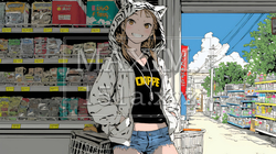 スーパーマーケットで買い物をしている若い女性｜9360889-8657