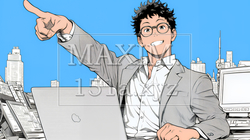 人差し指を立てて決断を下したビジネスパーソン | 940939-8587