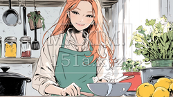 なれない料理に奮闘中の若い女性｜9413060-9283