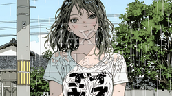 夏の急な雨でびしょ濡れの若い女性｜9462833-9261