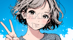 笑顔でピースサインを見せる若い女性｜9425047-5194