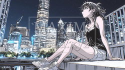 都市の夜景を眺めている女性｜9437406-10240