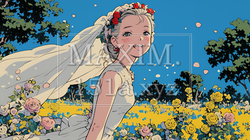 白いウェディングドレスを着ている花嫁：ジューンブライド｜9441808-3912