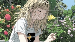 バラ園を散策している若い女性｜9457753-13192