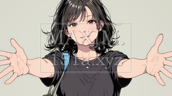 両手を広げて歓迎・驚きの仕草をしている若い女性｜9473218-4688
