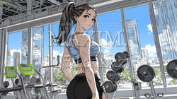 休日にジムで軽く運動する若い女性｜9482827-5775
