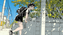 学校に遅れそうで道を急いでいる女子高生｜9516263-7314