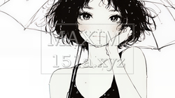 雨の中を歩く女性（シンプルな色使い）